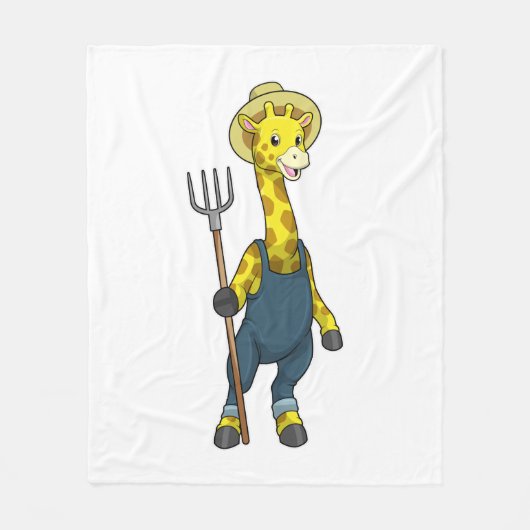 Couverture Polaire Giraffe en fermier avec Pitchfork (Devant)