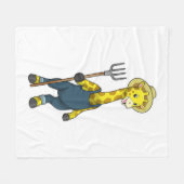 Couverture Polaire Giraffe en fermier avec Pitchfork (Devant (Horizontal))