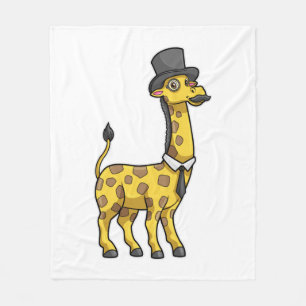 Couverture Polaire Giraffe en Gentleman avec Casquette, Cravate et Mo