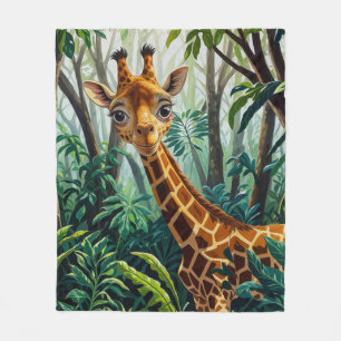 Couverture Polaire Giraffe en Girafe de Cartoon Cheeky Cute Cachée da