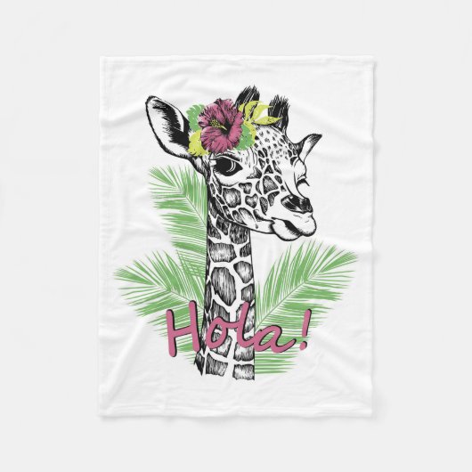 Couverture Polaire Giraffe Lover Giraffe Avec Hibiscus (Devant)