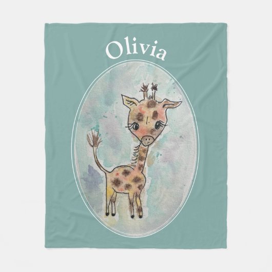 Couverture Polaire Giraffe Nom Customisé (Devant)