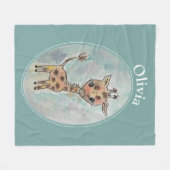 Couverture Polaire Giraffe Nom Customisé (Devant (Horizontal))