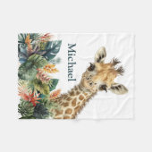 Couverture Polaire Giraffe personnalisée Cute Watercolor Nursery Baby (Devant (Horizontal))