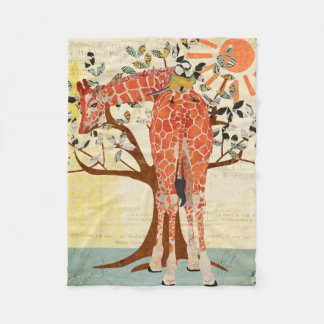 Couverture Polaire Giraffe & Petit Oiseau Jour ensoleillé Blanche pol
