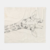 Couverture Polaire Giraffe Portrait | Croquis (Devant (Horizontal))