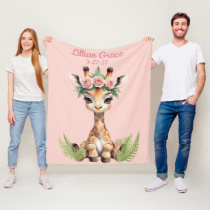 Couverture Polaire Giraffe pour bébé personnalisée Feminine Safari Nu