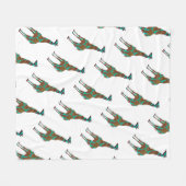 Couverture Polaire Giraffe Silhouette Brown et Turquoise (Devant (Horizontal))