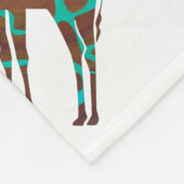 Couverture Polaire Giraffe Silhouette Brown et Turquoise (Coin)