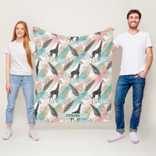 Couverture Polaire Giraffe Whimsical Polka Dot Motif - Pastel