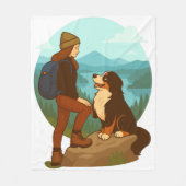 Couverture Polaire Girl and Mountain Dog Adventure Illustration (Devant)
