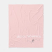 Couverture Polaire Girl Blush rose moderne Chic Monogramme Nom  (Devant)