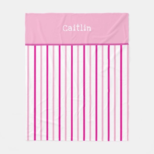 Couverture Polaire Girl Pastel Rose White Stripes Nom (Devant)