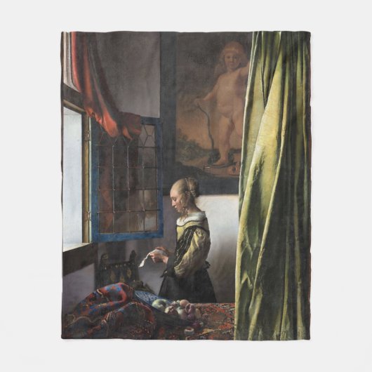Couverture Polaire Girl Reading a Letter à Open Window, Vermeer (Devant)