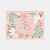 Couverture Polaire Girls Cute Pink Retro Wildflower Monogrammed (Devant (Horizontal))