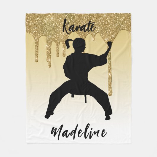 Couverture Polaire Girls Karate Stance Gold Parties scintillant Drip  (Devant)