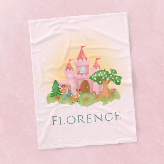 Couverture Polaire Girls mignonne rose Princess Castle Fairytale Enfa