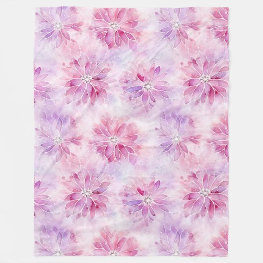 Couverture Polaire Girly Blush Rose Chic Lavande Floral   (Devant)