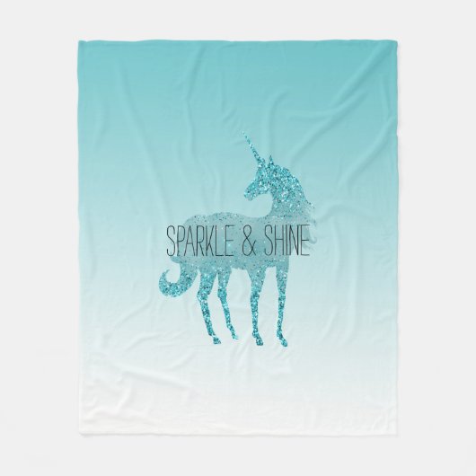 Couverture Polaire Girly Glitz Aqua Turquoise Parties scintillant Uni (Devant)