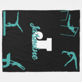 Couverture Polaire Girly Gymnastique Turquoise Monogramme Personnalis (Devant (Horizontal))