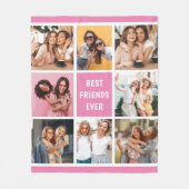 Couverture Polaire Girly Pink 8 Carré Photo Collage Best Friends (Devant)