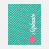 Couverture Polaire Girly Pink Heart Cute Chevrons tendance et nom (Devant)
