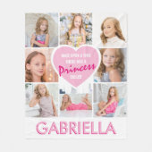 Couverture Polaire Girly Princess Photo Collage Coeur | Nom (Devant)
