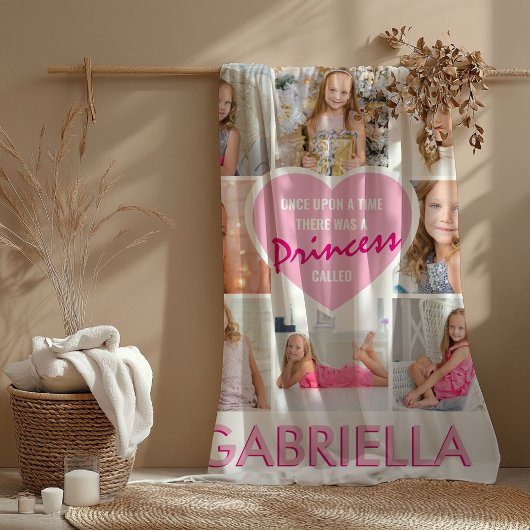Couverture Polaire Girly Princess Photo Collage Coeur | Nom