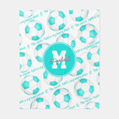 Couverture Polaire girly turquoise Le terrain de football est mon end (Devant)