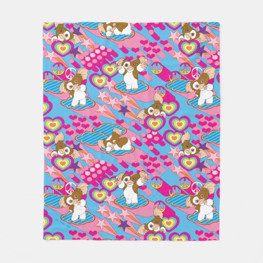 Couverture Polaire Gizmo | Pink Peace & Love Motif (Devant)