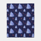 Couverture Polaire Glace d'hiver Arbre bleu Holly Berries Marine Noël (Devant)