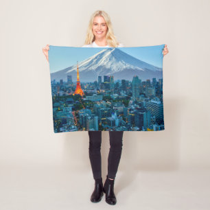 Couverture Polaire Glace et neige Mt. Fuji et Tokyo Skyline