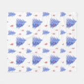 Couverture Polaire Glace Hiver Bleu Arbre Holly Berries Blanc Noël (Devant (Horizontal))