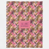 Couverture Polaire Glam rose or aquarelle léopard peau polaire (Devant)