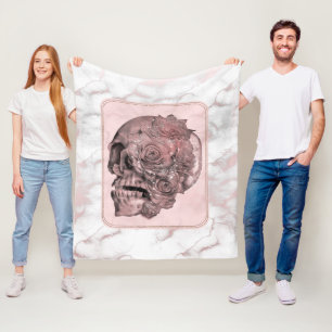 Couverture Polaire Glam Rose or rose crâne marbre