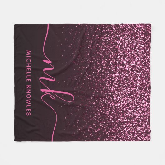 Couverture Polaire Glam Rose Parties scintillant rose moderne Script  (Devant (Horizontal))