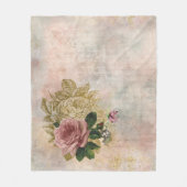 Couverture Polaire Glam Steampunk | Rose rose et or Rustique Floral (Devant)
