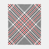Couverture Polaire Glen plaid motif. Noir, rouge, blanc goudron trans (Devant)