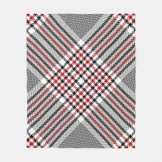 Couverture Polaire Glen plaid motif. Noir, rouge, blanc goudron trans (Devant)