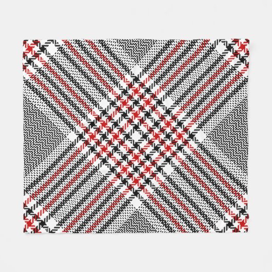 Couverture Polaire Glen plaid motif. Noir, rouge, blanc goudron trans (Devant (Horizontal))