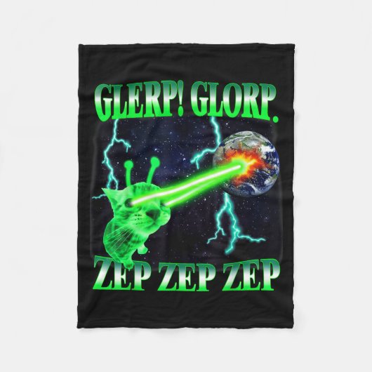 Couverture Polaire Glerp Glorp Funny Alien Cat Meme Gnarp Cat Silly A (Devant)