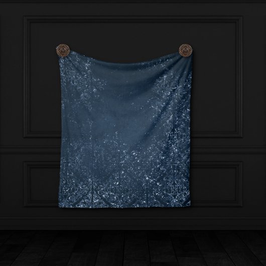 Couverture Polaire Glimmery Navy Grunge | Sombre Sapphire bleu Damas