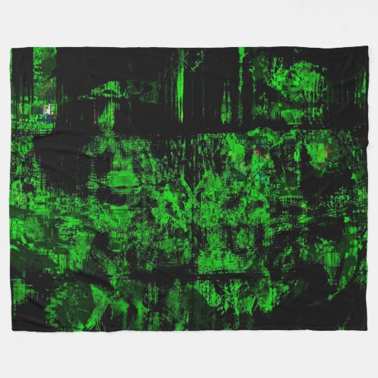 COUVERTURE POLAIRE GLITCH EN VERT (Devant (Horizontal))