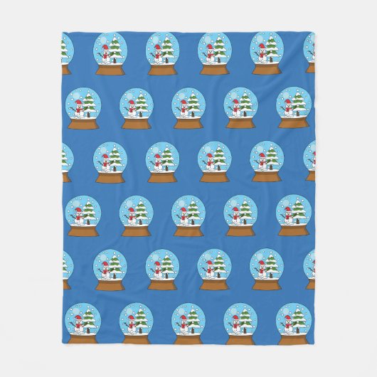 Couverture Polaire Globe de neige avec Snowman et Motif d'arbre à pin (Devant)