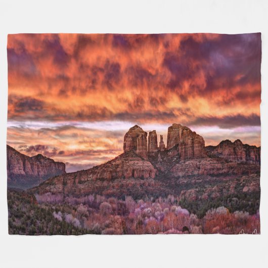 Couverture Polaire Gloire du matin rose (Devant (Horizontal))