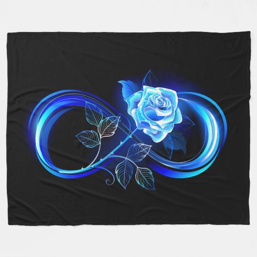 Couverture Polaire Glowing infinity with blue rose (Devant (Horizontal))