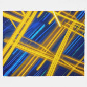 Couverture Polaire Glowing Neon Geometric Blue Yellow Dark Abstract (Devant (Horizontal))