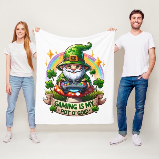 Couverture Polaire Gnome de joueur de la Saint-Patrick (En situation)