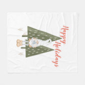 Couverture Polaire Gnome de la forêt Joyeuses Fêtes (Devant (Horizontal))