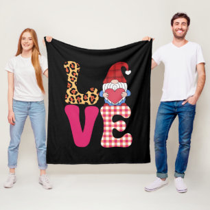 Couverture Polaire Gnome de l'amour Saint-Valentin Rouge Carreaux Buf